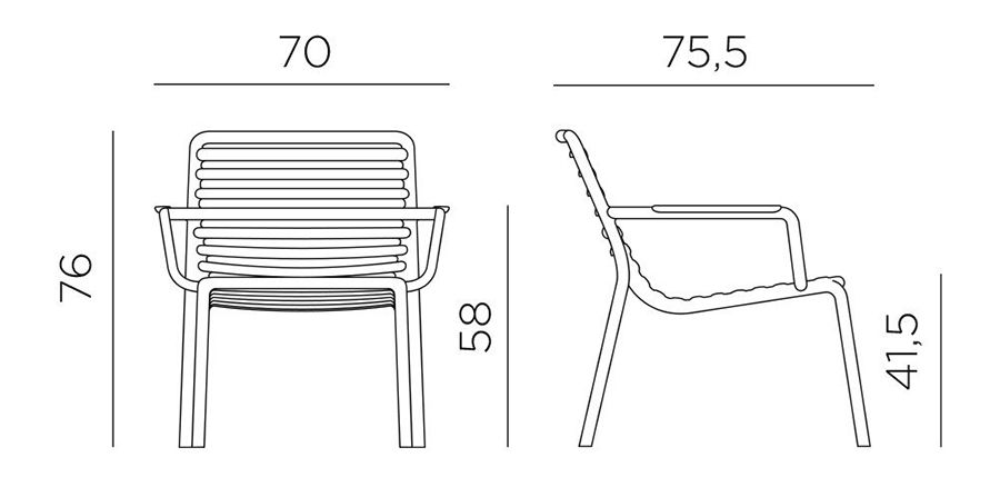 Hình minh họa kích thước ghế Doga Relax