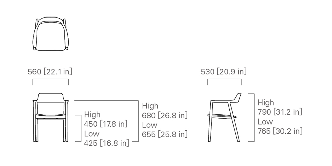 Kích thước ghế Hiroshima armchair